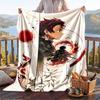 Теплое фланелевое покрывало, легкое и уютное одеяло Demon Slayer для кровати, дивана и повседневного использования