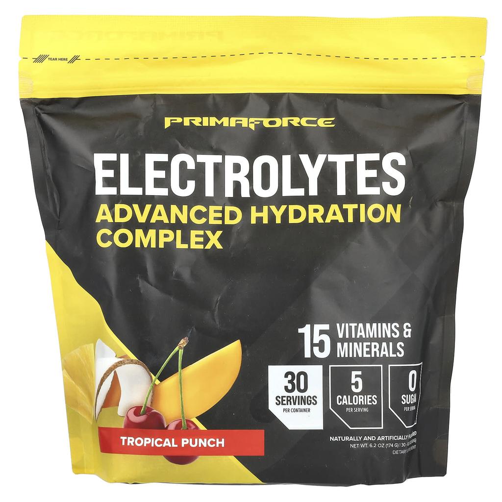 Primaforce Electrolytes, Advanced Hydration Complex, Tropical Punch, 30 Packs, 0.2 Oz (5.8 G) Each