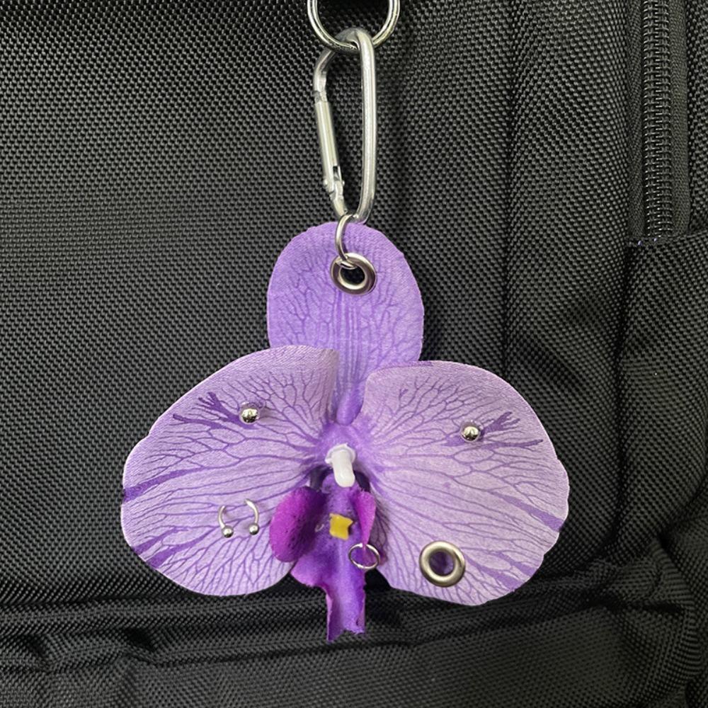 Gifts Phalaenopsis Orchid Keychain Cloth Backpack Hangings Decor Simulation Flower Keyring  Bag