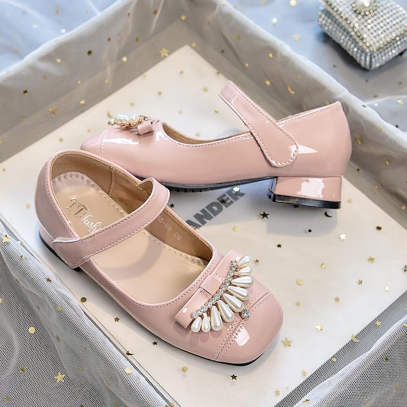 2026New girls' high-heeled princess shoes, spring and autumn children's leather shoes to match dresses, little girls' Mary Jane fashion shoes