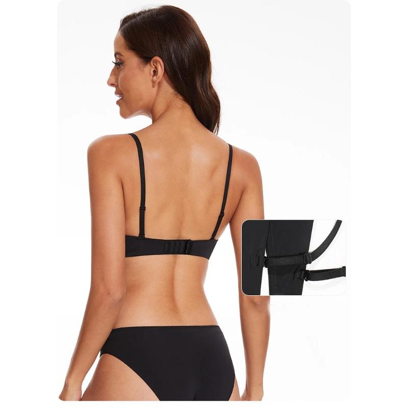 Women Underwear Sexy Deep V Push Up Bras Seamless Comfort Everyday Lingerie Solid Wireless Plus Size B C D E F Cup Brassiere