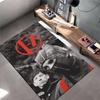 Rock Band Area Rug, Twenty One Pilots Bandito Balaclava Red Logo Black White Photo Print, Rock Decor, Non-Slip Mat