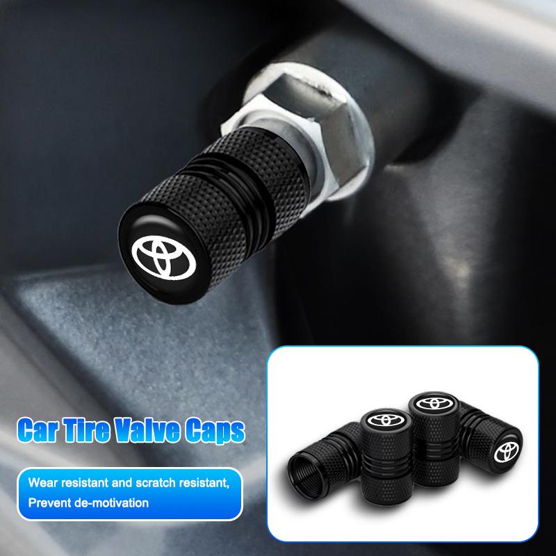 4PCS Metal Car Wheel Tire Valve Air Stem Covers For Toyota chr Corolla Camry rav4 Yaris hilux prius avensis auris Prado fortuner