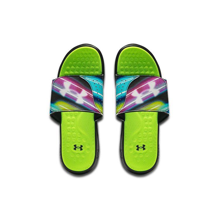 Under Armour Ignite Pro Graphic Strap Slide Голографические мужские кроссовки Black Lime-Surge 3026024-002