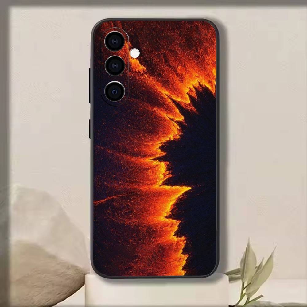 Volcano Phone Case Black Silicone Soft For Samsung Galaxy A73,A72,A71,A70,A53,A52,A51
