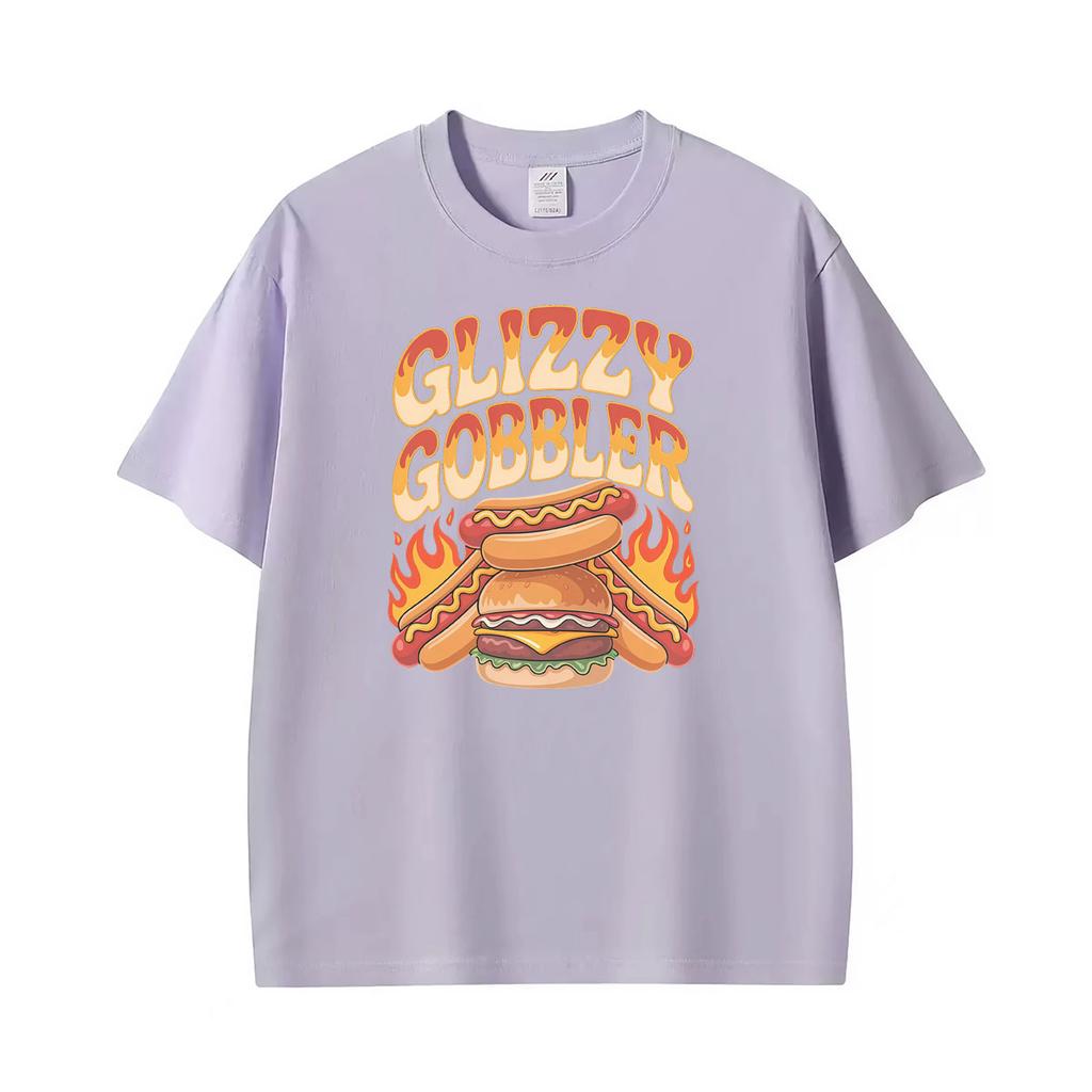Glizzy Gobbler Faded Vintage Hot Dog Funny Meme Graphic Tshirts Unisexs Unisex Classic Cotton T Shirt Casual Short Sleeve T Shirts