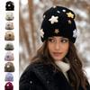 Real Rabbit Fur Winter Skull Cap Acrylic Blend Wool Knit Cap Cute Knitted Beanie Hat  Cold Weather