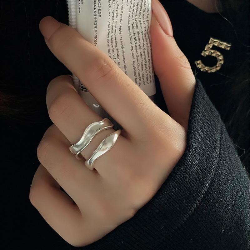 Серебряное кольцо 925 пробы, геометрическое, многослойное, с круглыми бусинами, женское, модное, панк, темперамент, гипоаллергенное, шарм, ювелирное изделие