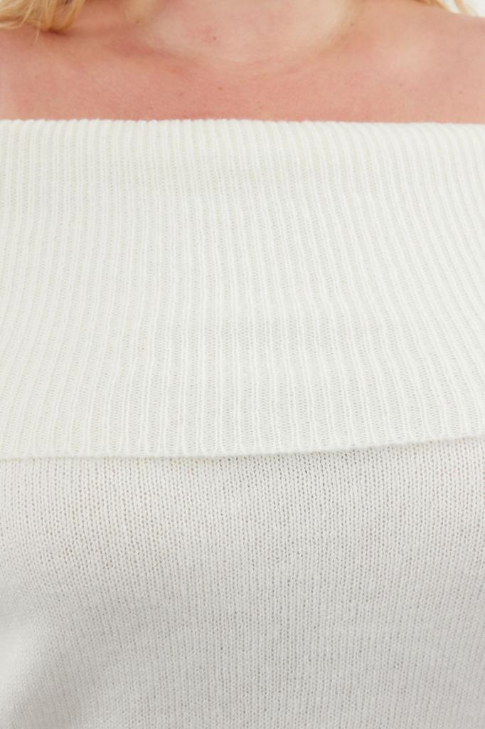 Women's Fashion Stylish Plus Size Sweater Brown Carmen Collar Knitwear Sweater