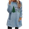European & American Women's Christmas Tree Print Loose Plush Hoodie with Pockets