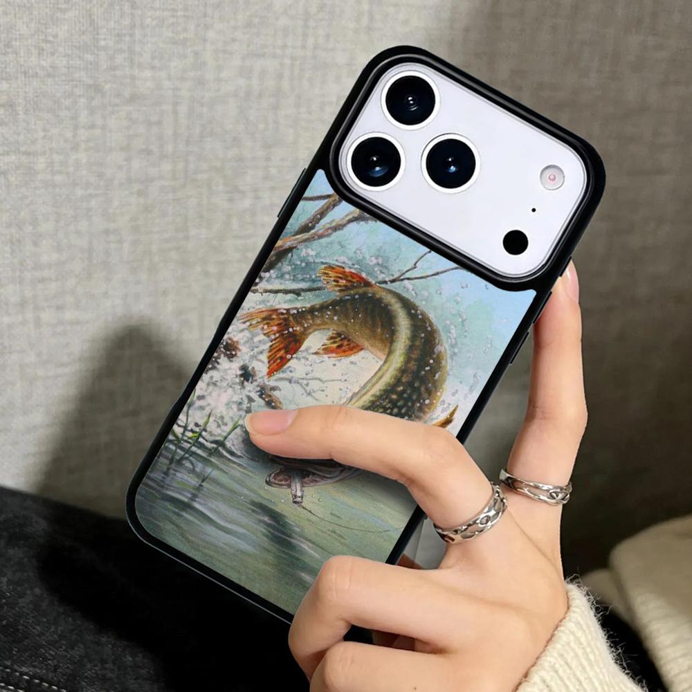 Чехол Case для iPhone 17 Air 16 Pro Max 15 Plus 11 13 Mini 14 12 Задняя крышка телефона Рыбалка на форель Рыба мягкий