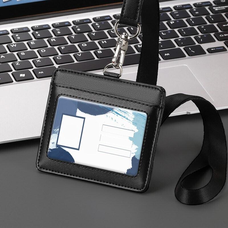 Формальный бизнес-держатель для удостоверения личности с 2 слотами и шнурком, горизонтальный и вертикальный стили, подходит для офиса и профессионалов, держатели для карт