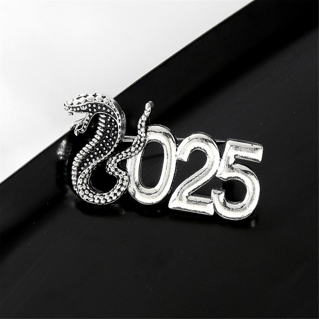 Elegant 2025 Snake Year Brooch Pin Wisdom And Good Fortune Badge Pin Nonfading Metal For Festival Fashion Enthusiasts