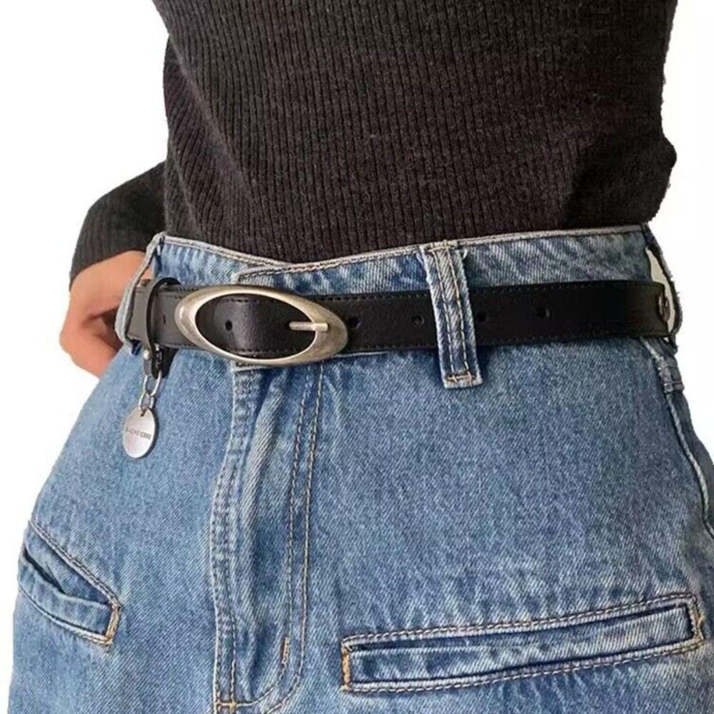 Jeans Belt Y2K Moon Pin PU leather Belt Korean Waist Strap Female Waistband Casual Belt Accessories