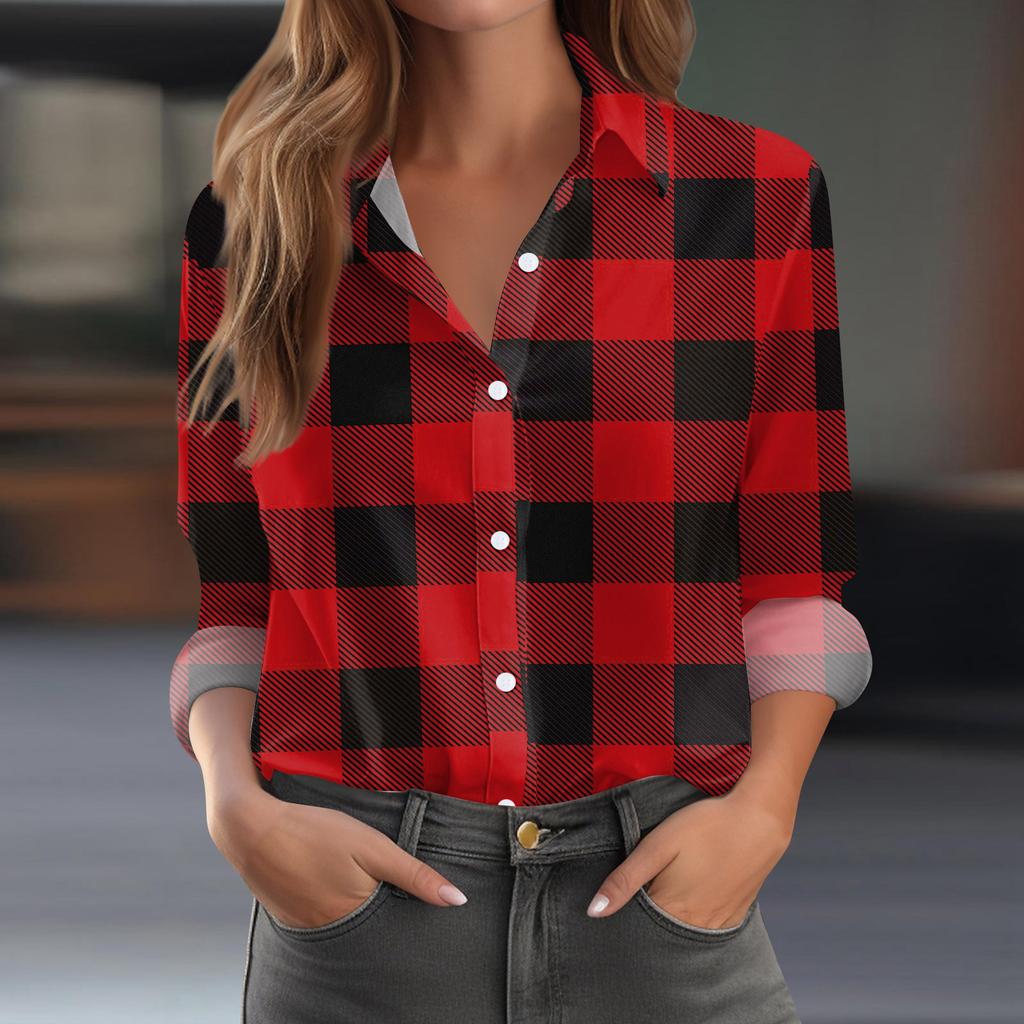 Women's Shirt Blouse Print Button Long Sleeve Casual Basic Shirt Collar Regular Top