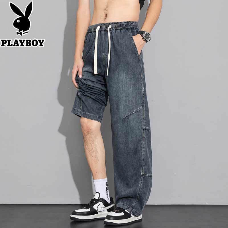PLAYBOY Мужские свободные прямые джинсы в стиле хай-стрит, выбеленные