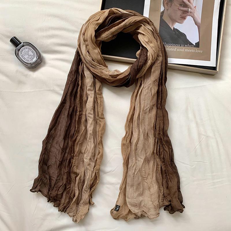 2Packs Women Hemp Shawl Wrap Long Head Neck Scarf,Linen Scarf Textur Scarf Hemp Shawl Windproof,warm,stylish Color-blocked Scarf