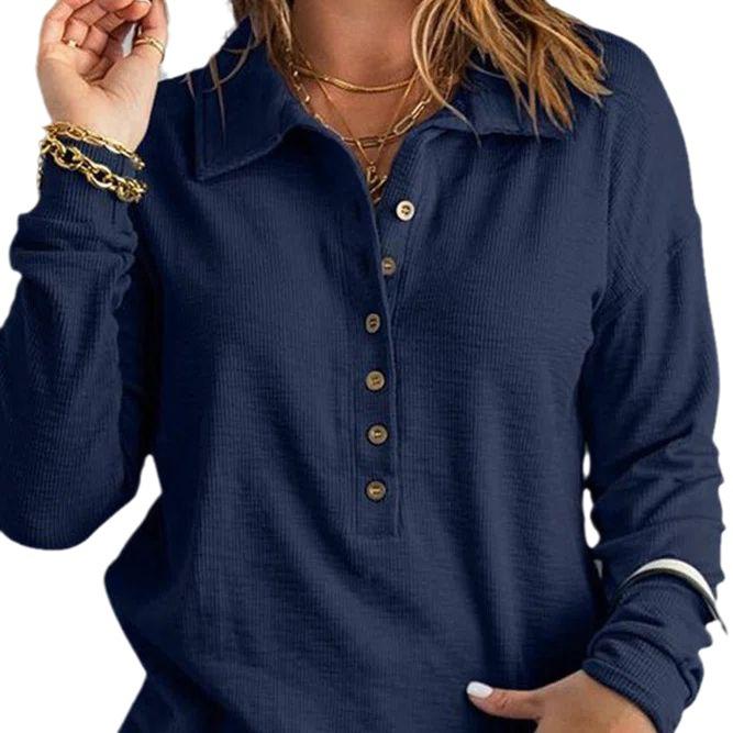 GMXIA Solid Color Sweater Women's Single Breasted Lapel Long Sleeve Loose Casual Base Top Autumn and Winter