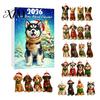 Reusable Double Sided Printed Acrylic Charms Dog Advent Calendar, 2D Breeds Ornaments, 24-Days Christmas Festive Home Window Car Rearview Mirror Decor
