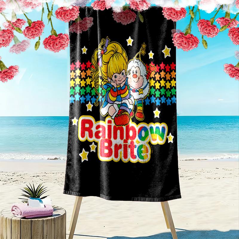 Rainbow Brite Cartoon Print Beach Towel, Large Soft Quick Dry Towel for Beach Camping Swimming