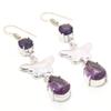 African Amethyst Gemstone Handmade Drop Dangle Jewelry Earrings 2.40" S8s38
