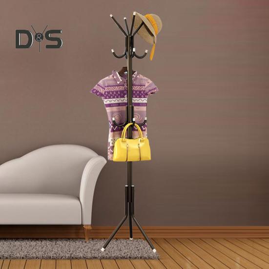Вешалка для одежды с 12 крючками, отдельно стоящая вешалка для прихожей, спальни и офиса, металлическая вешалка для пальто, шляп и сумок
