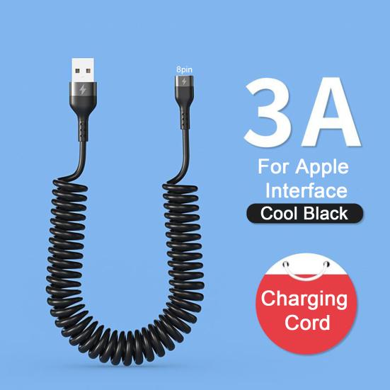Зарядный кабель Телескопическая пружина Анти-запутывание Быстрая зарядка 5A Type-C/USB/8-Pin Линия данных Аксессуары для телефона