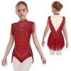 Girls Rhinestone Dance Leotard - Sparkling Mock Neck Bodysuit with Sheer Mesh & Tassel Skirt, Invisible Zipper Back