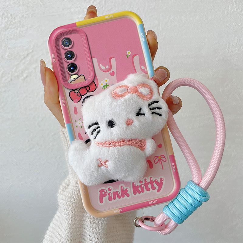 KEYSION Милый 3D мультяшный плюшевый чехол для VIVO Y20 Y20sG Y20i со шнурком Мягкий силиконовый противоударный чехол для телефона VIVO Y12S