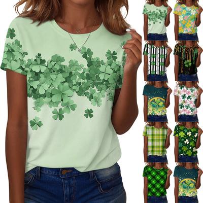 Женская футболка футболка принт короткий рукав повседневная выходная мода базовая обычная топ Ст. День Патрика