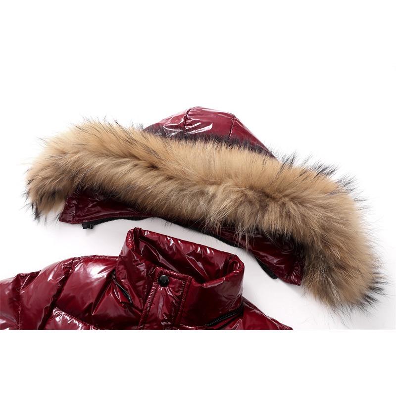 Детский пуховик Детский Большой Меховой Воротник Утолщенный Мальчики Девочки Теплая Куртка Водонепроницаемый Подростковый Зимнее Пальто