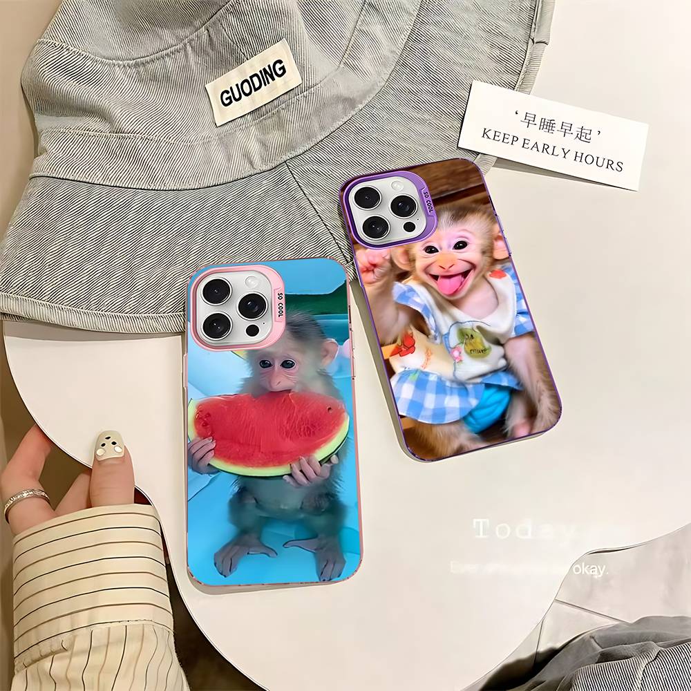 Милый забавный чехол-обезьянка для iPhone 17 16 15 14 13 Pro 12 11 Pro Max PLUS Цветная задняя крышка