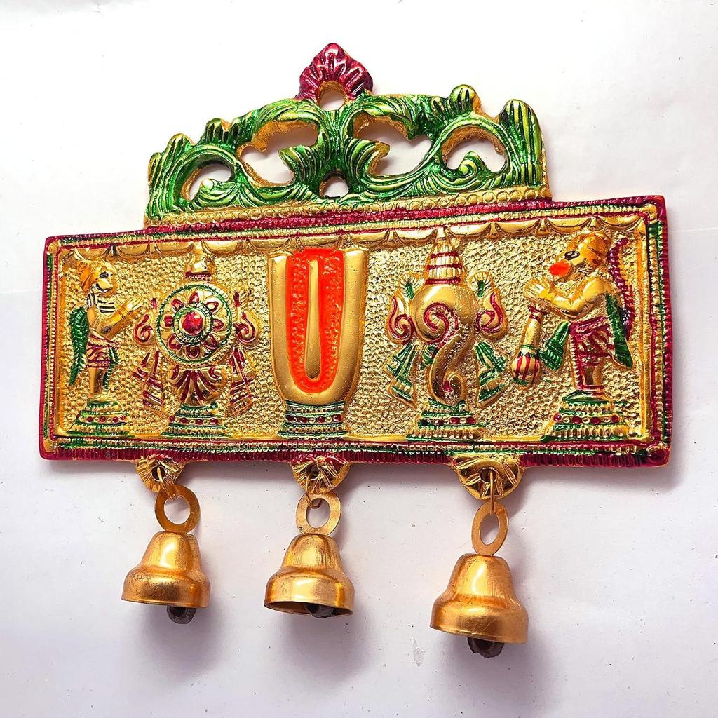 Настенное панно Тирупати Баладжи Символ Шанкха Чакра Тилак с Хануманом и статуэткой Гаруды