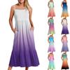 Женское длинное пляжное повседневное элегантное платье макси на тонких бретельках, сдержанное струящееся платье в стиле бохо с градиентным цветом