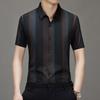 Men's Striped Shirt Short Sleeve Men's Spring Summer Men's Dad Clothes