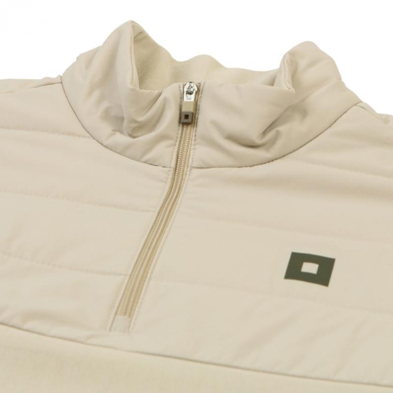 Onoff Men S Woven Color Block Half Zip Fleece T ShirT Beige Of9103gb Beige
