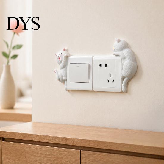 Cartoon Cat Switch Shield 3D Light Sticker, Decorative Resin Wall Plate Cover, Cute Animal Child Safe Cover Stickers, Peel And Stick decorations