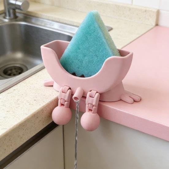 Симпатичная подвесная подставка для губки с дренажным отверстием, напечатанная на 3D-принтере, с подвесными ножками, забавная подставка для губки на кухонную раковину.
