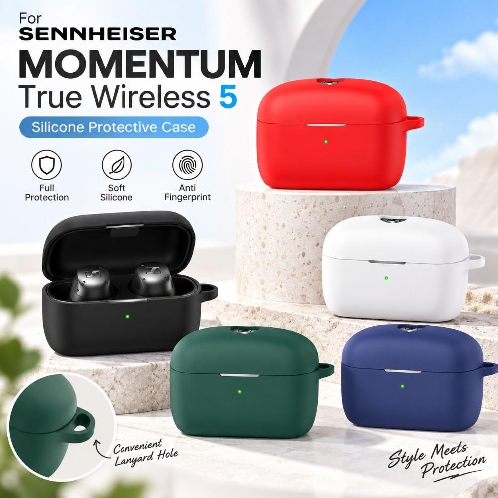 Silicone Earphone Cover with Buckle Charging Box Shell for SENNHEISER MOMENTUM True Wireless 5