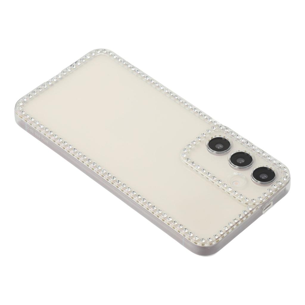 For Samsung Galaxy S24 TPU Case Rhinestone Decor Clear Phone Back Cover,Precise Cutout
