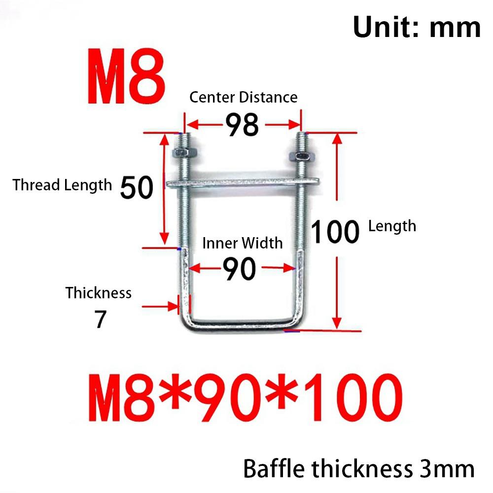 1 шт. с перегородкой U-образный хомут Оцинкованная углеродистая сталь Q235 Квадратный болт для квадратной трубы