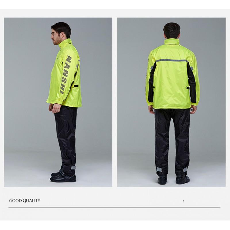 Mens Full Coverage Motorcycle Rain Suit Waterproof Separated Raincoat Pants Heavy Riding