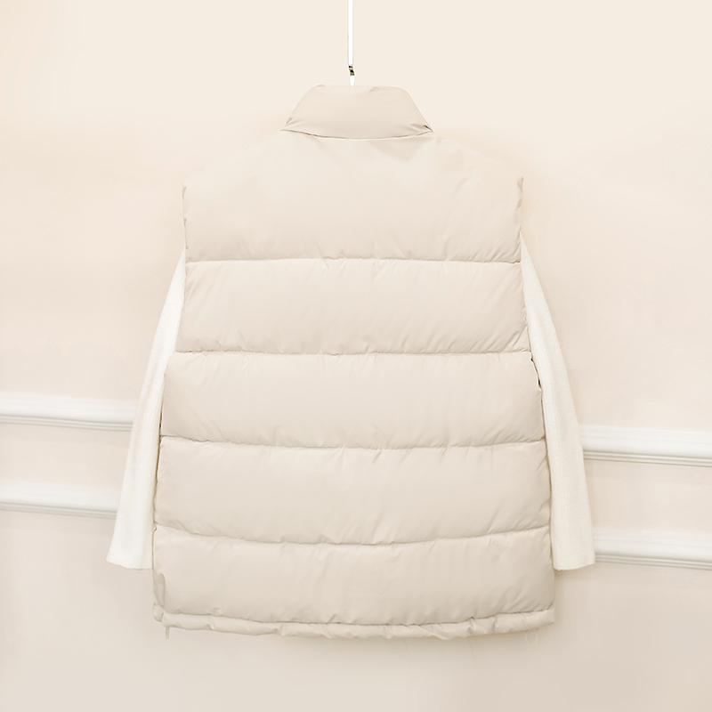Женская осенне-зимняя однотонная утолщенная верхняя одежда с хлопковой подкладкой и воротником-стойкой, теплая куртка без рукавов, пальто, жилет