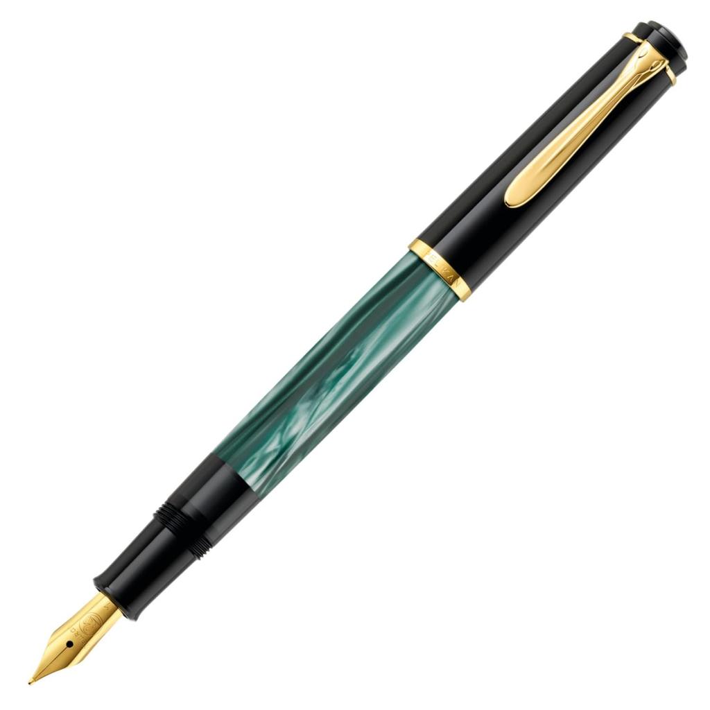 Перьевая ручка Pelikan F Fine Point Marble Green Classic M200 Inhalation Type Regular Imported Product