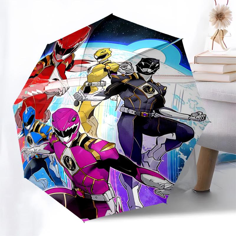 1pc Power Rangers Automatic Opening Folding Umbrella with 8-Bone Iron Frame, Portable for Outdoor Use, Travel, Daily Life, and Gift Giving.Y052