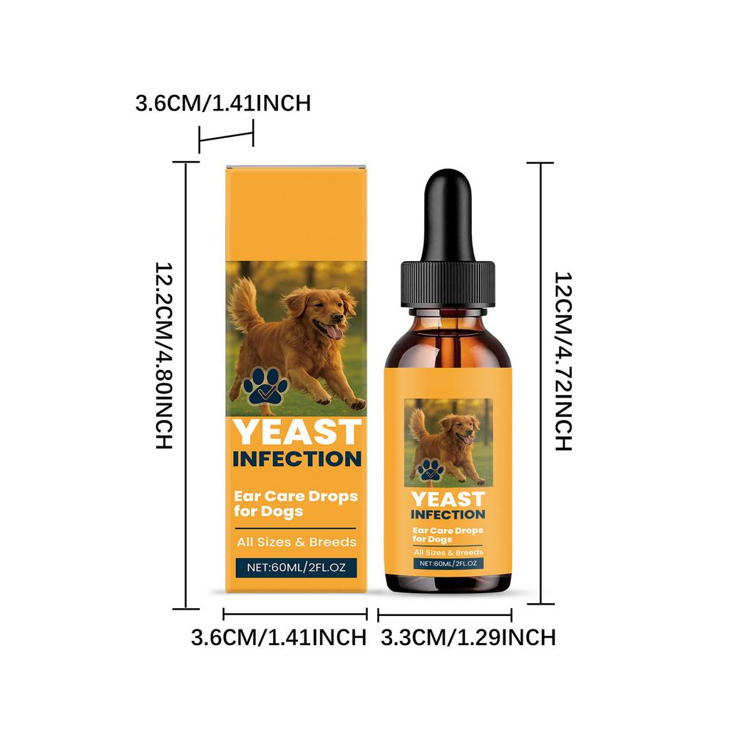 60 мл Капли для ухода за ушами собак Лечение дрожжевых инфекций Жидкость Подходит для собак всех размеров