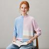 Женский кашемировый джемпер Kemonboka с colorblock и воротником-стойкой