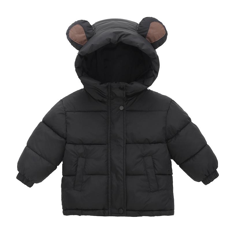 Children's Down Cotton Coat Boys Padded Thickened Casual Jacket Winter New Girls Warm Cute Solid Color Clothing 2-6 Years
