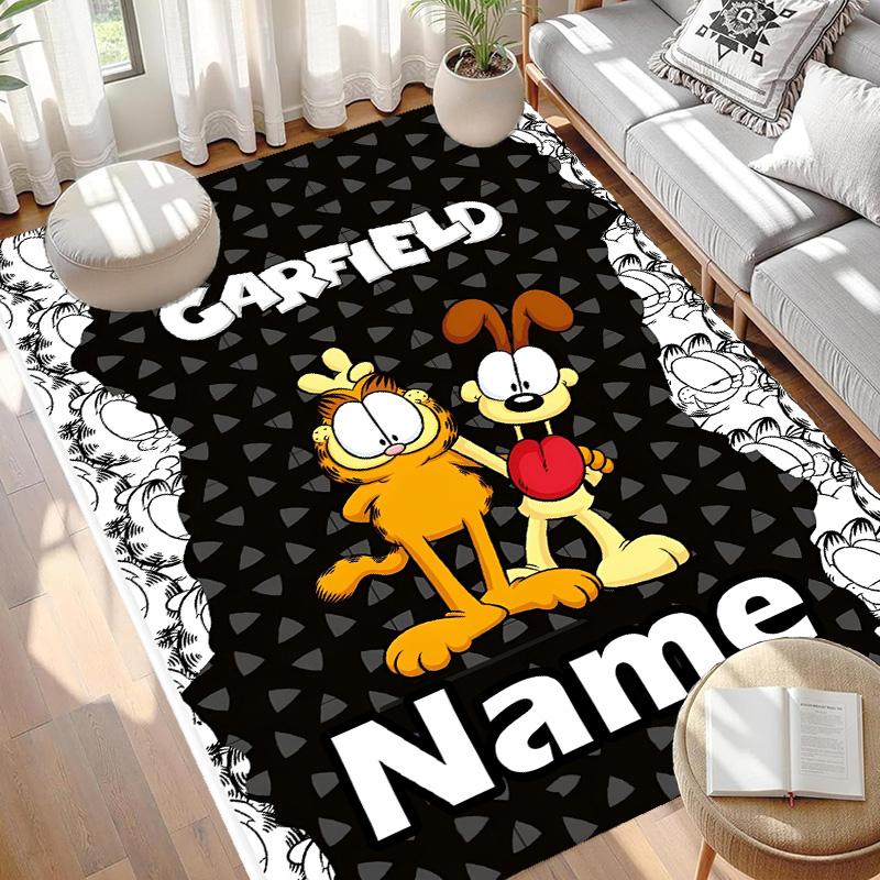 Custom Name Personalized Garfield Print Carpet, Versatile Home Decor Rug, for Playroom, Apartment, Balcony, Entryway, Hallway Gift