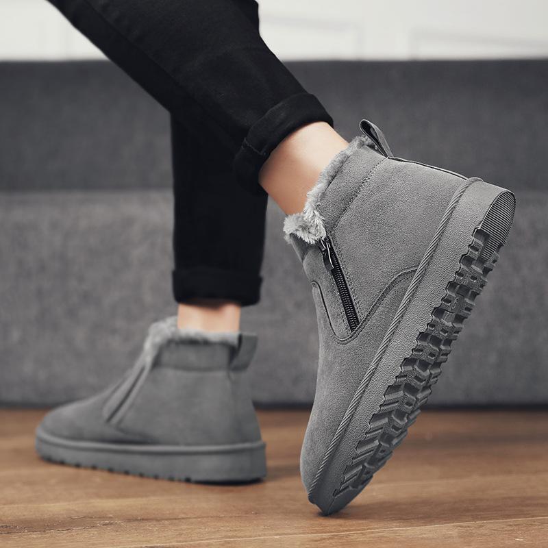 Мужские зимние ботинки из натуральной кожи, удобные бархатные теплые зимние ботинки с высоким берцем, хлопковая мужская обувь на коротком меху